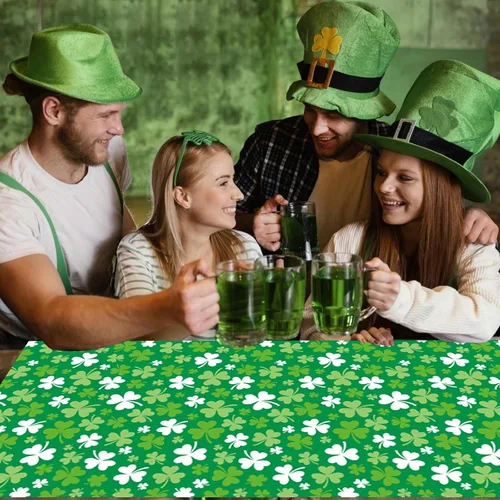 Miniatura 6 de St patricks Day Decorations,2Pcs 54”x108” Shamrock Tablecloth Waterproof Irish Green Saint Patricks Table Cloth St patrick's Day Party decorations