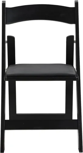 Miniatura 4 de Wood Folding Chair, Folding Chairs Set of 4, Upholstered Dining Chairs with Black Cushion, Stackable Collapsible Chair for Outside Indoor, Accent