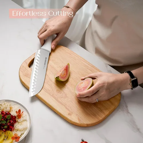 Miniatura 7 de Astercook Juego de cuchillos para cocina, 15 piezas con bloque y afilador, cuchillos de cocina con revestimiento de cerámica, hoja afilada, aptos