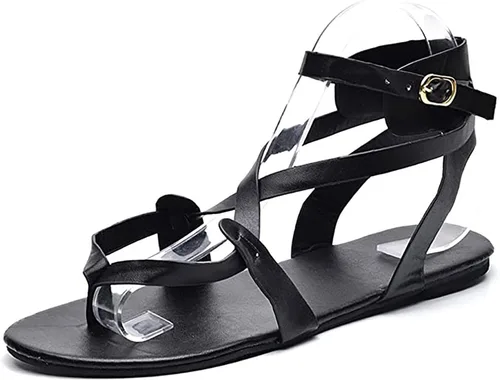VESNIBA Sandalias de verano para mujer, con correa de tobillo plano, estilo romano, casuales, sandalias atléticas para mujer