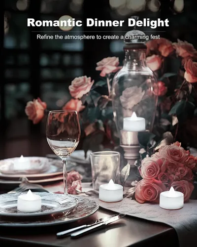 Miniatura 5 de BEICHI Paquete de 24 Velas de Té con Temporizador, Velas LED Operadas a Batería, Vela Votiva Sin Llama Integrada de 6 Horas, Velas Votivas