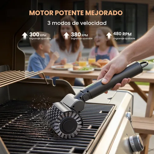 Miniatura 2 de Leebein Cepillo eléctrico para parrilla al aire libre, limpiador de parrilla TikTok 2026 con 3 cabezales, cepillo giratorio inalámbrico de 3