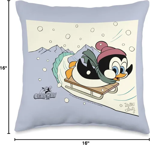 Miniatura 4 de Chilly Willy Penguin Sledding - Almohada de vacaciones, 16 x 16 pulgadas, multicolor