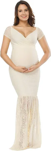 Miniatura 3 de Maxi vestido para embarazadas, de la marca JustVH, con encaje
