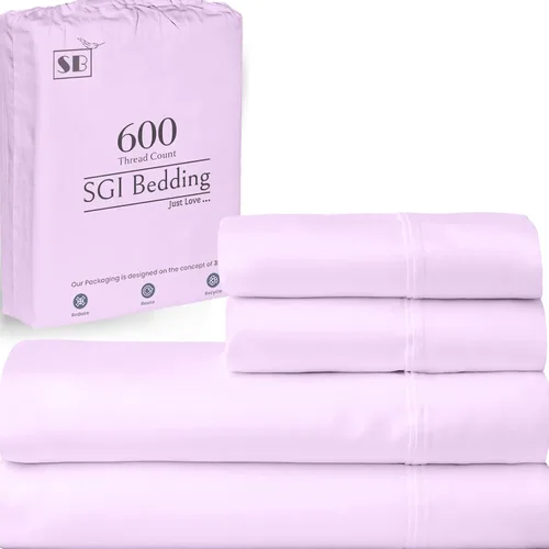 Miniatura 44 de SGI bedding Sábanas de Algodón Egipcio 100% Tamaño Full XL – Juego de Sábanas de 600 Hilos, Suaves, Frescas, Bolsillo Profundo de 16", Ropa de Cama
