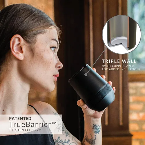 Miniatura 3 de Elemental Vaso de Vino Recess - Taza de Café de Acero Inoxidable con Triple Pared Aislante para Bebidas Calientes y Frías - Taza Portátil con Tapa