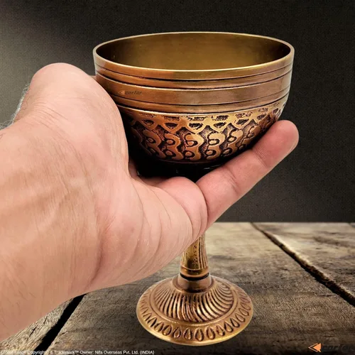 Miniatura 4 de Copa de vino real de latón macizo, copa de vino real, hecha a mano, decoración medieval, cáliz gótico, paquete de 1 unidad (marrón antiguo)