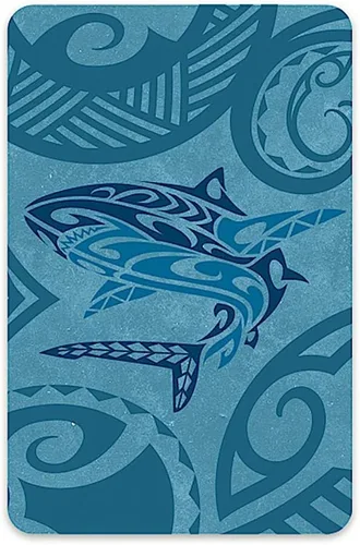Welcome to the Islands Cartas de juego estilo hawaiano Tiburón tribal – tema de isla, personalizado, unisex, colorido, estuche acrílico, todas las