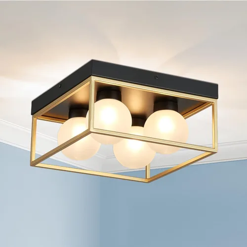 Miniatura 19 de AGV LIGHTING CL035S Lámpara de Techo Moderna de Montaje al Ras, Lámpara de Techo Cuadrada, Base E12 3 Luces, L12 x W12 x H7, Acabado Negro Mate