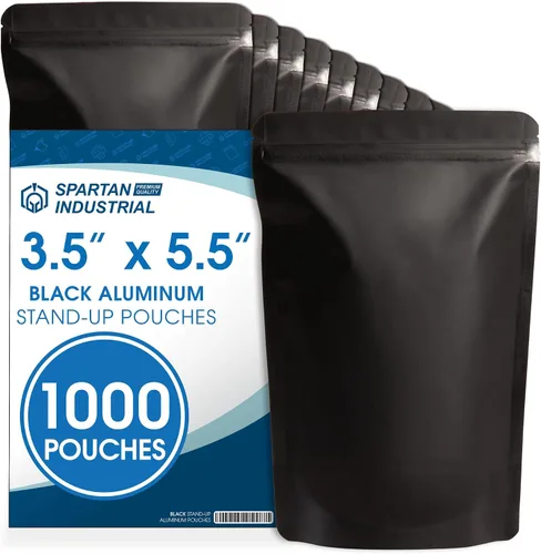Miniatura 18 de Spartan Industrial Bolsas de Mylar de Pie de 3.5" X 5.5" Negro Mate - 100 Bolsas Pequeñas a Prueba de Olores con Apertura Termosellable y Cremallera
