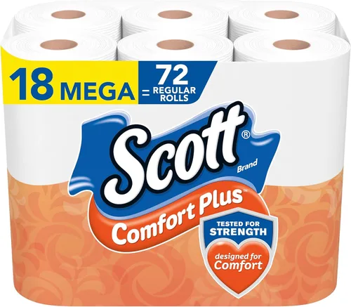 Miniatura 8 de Scott ComfortPlus - Papel higiénico con tubo perfumado suave a lavanda, 12 mega rollos, 310 hojas por rollo, apto para fosas sépticas, papel