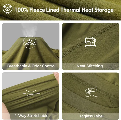 Miniatura 4 de Thermal Underwear for Men Long Johns Set with Fleece Lined Winter Hunting Gear Warm Base Layer Sport Top Bottom