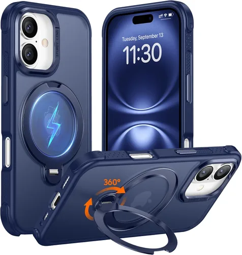 Miniatura 24 de Magnética para iPhone 12 e iPhone 12 Pro Funda, [con Soporte de Anillo Magnético Invisible Giratorio 360°][A Prueba de Golpes][Compatible