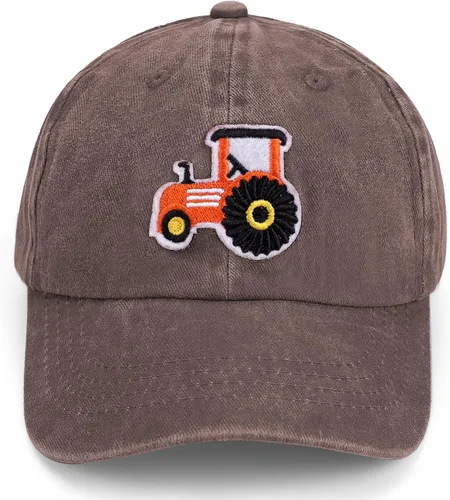 Gorras de béisbol de tractor de granja para niños y niñas, sombrero vintage lavado, ajustable, divertido sombrero para papá para niños pequeños de 3