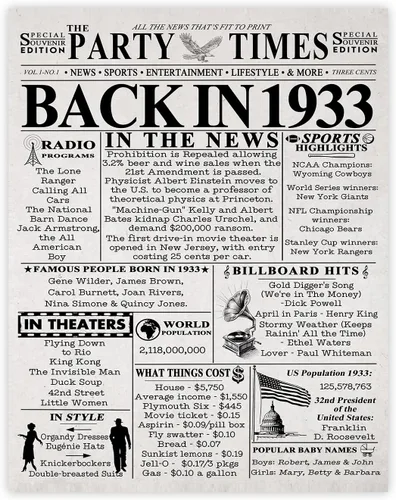 Miniatura 36 de Póster de cumpleaños 96 sin marco, periódico Back In 1930, regalos de feliz cumpleaños 96 para hombres y mujeres, vintage, retro, nacido en 1930
