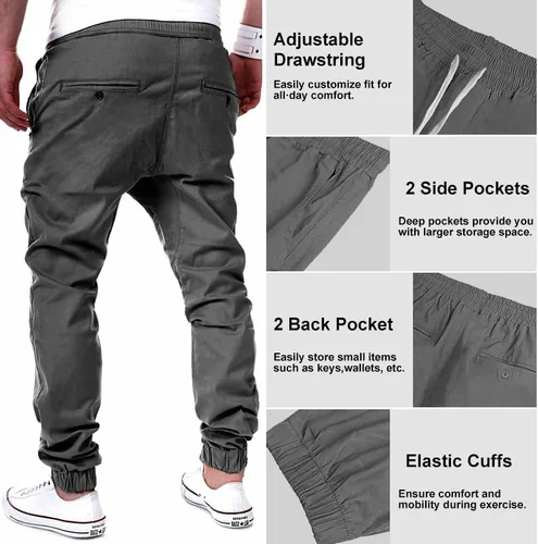 Miniatura 4 de Wangdo Pantalones cargo para hombre, pantalones casuales para entrenamiento, senderismo, exteriores, pantalones deportivos con bolsillos
