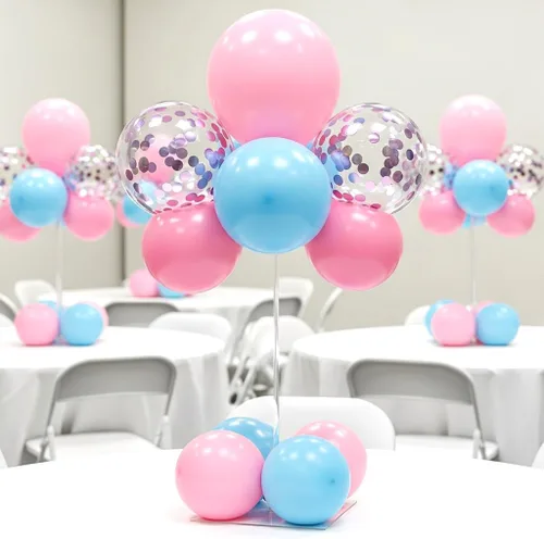 Miniatura 7 de lightsfever Kit de soporte acrílico reutilizable para globos, exhibición de mesa resistente con palos y base, soportes de globos para centros