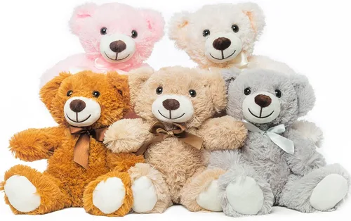 Miniatura 10 de Paquete de 5 osos de peluche a granel, juguetes de peluche, regalo para niños y novias, osos de peluche de 13.5 pulgadas para Navidad, San Valentín
