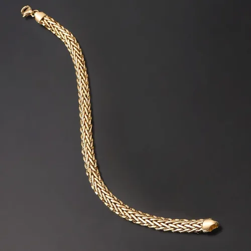 Miniatura 3 de Ross-Simons Pulsera de trigo trenzado de oro amarillo de 14 quilates. 8.5 pulgadas, Oro, Sin gemas.
