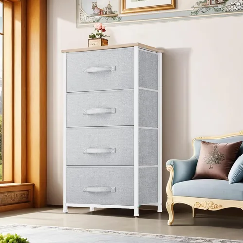 Miniatura 2 de YITAHOME Cómoda con 4 cajones – Torre de almacenamiento de tela, unidad organizadora para dormitorio, sala de estar, pasillo, armarios – Estructura