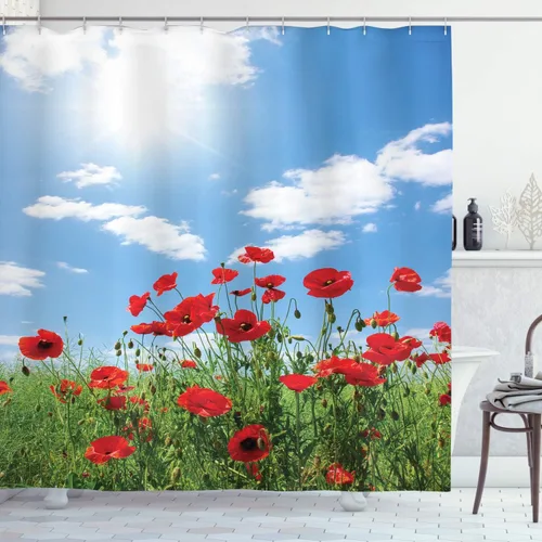 Miniatura 60 de set de cortina para baño decorativa de tela de poliéster con ganchos