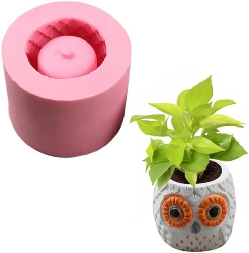 Moldes de silicona de resina de búho para macetas de flores, moldes de macetas de cerámica y arcilla, molde de plantador de silicona para macetas de