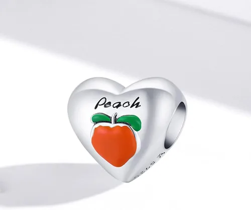 Miniatura 5 de Abalorio de plata de ley 925 con diseño de melocotón, mango y aguacate, con forma de mangostán