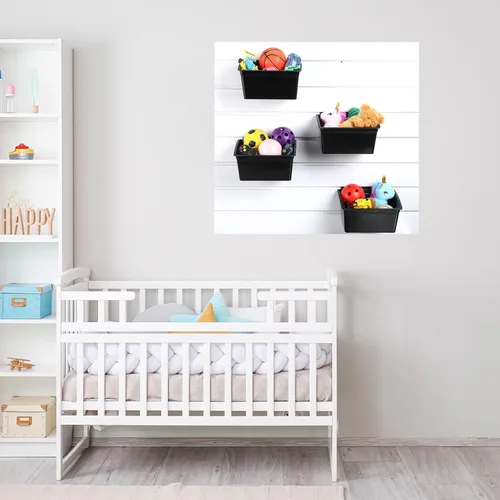 Miniatura 5 de Barydat El juego de 35 accesorios de Slatwall incluye 4 cestas de Slatwall, 6 contenedores de almacenamiento y 25 ganchos montados para colgar Negro