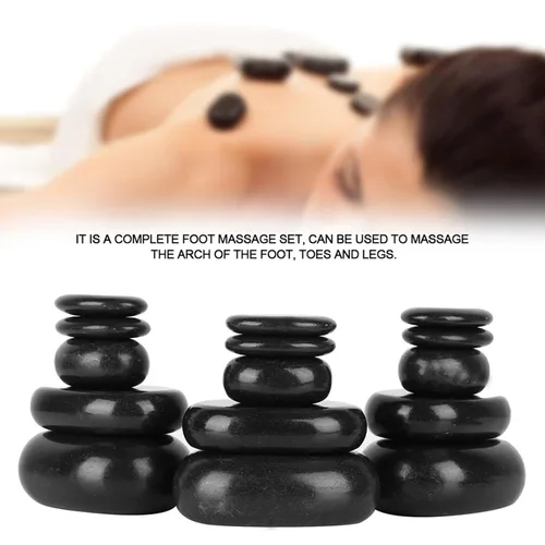 Miniatura 6 de Juego de 20 piedras de masaje, masajes de roca caliente, piedras calientes de forma ovalada de basalto negro para pedicura de aceite esencial