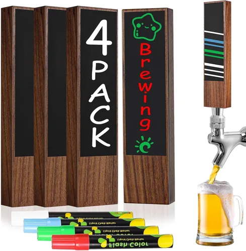 Miniatura 10 de Mango de barril de cerveza de madera, mango de barril de 3/8 "-16 UNC rosca, mango de barril de haya para grifo de cerveza Kegerator con 3 bolígrafos