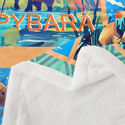 Miniatura 4 de Manfei Capybara - Manta de cama de roedores de América del Sur para niños y niñas, decoración de habitación, manta de retazos enrejados para sofá