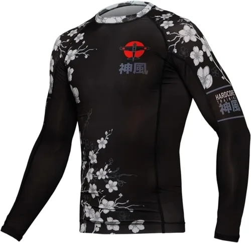 Miniatura 4 de Hardcore Training Camiseta de compresión para hombre, manga larga, Jiu Jitsu, MMA No-Gi, BJJ apretada, capa base de combate