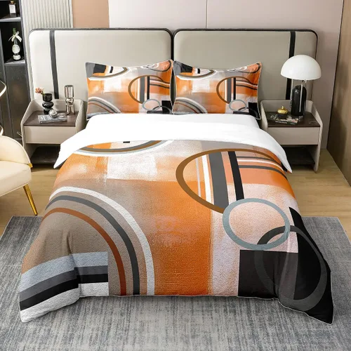 Miniatura 11 de Erosebridal Juego de ropa de cama de 100 % algodón a cuadros para niños y niñas, funda de edredón a cuadros, funda de edredón moderna geométrica
