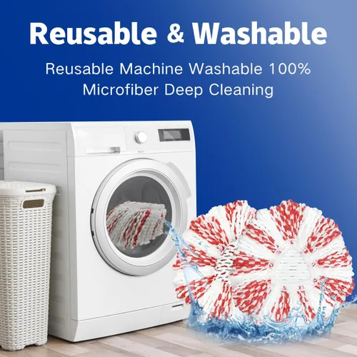 Miniatura 6 de Paquete de 3 cabezales de repuesto para trapeador O-Ceda Easy Wring Spin Mop, repuesto de mopa giratoria de microfibra, repuesto de cabezal