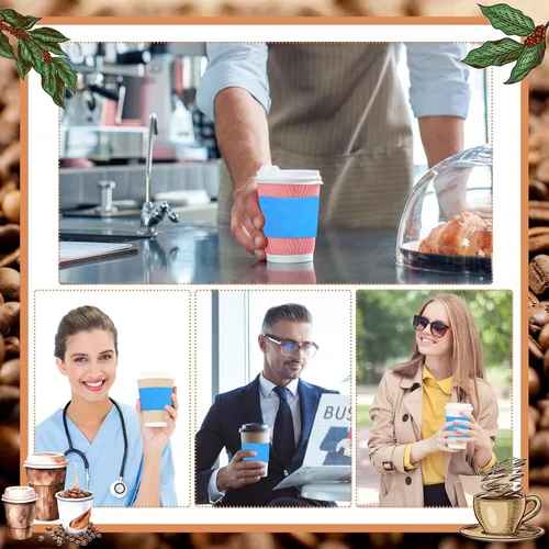 Miniatura 3 de zsccxq Fundas desechables para taza de café, papel kraft corrugado, fundas protectoras aisladas para tazas de café, expreso para bebidas calientes