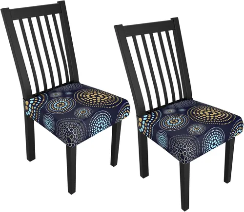 Miniatura 140 de Juego de 4 fundas elásticas para sillas de comedor, fundas para sillas de comedor con estampado floral, fundas para asientos de sillas con estampado