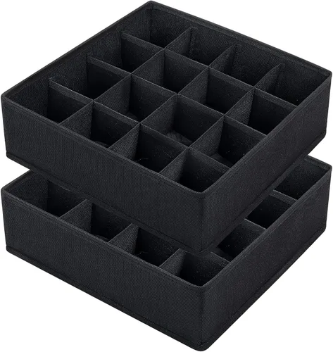 Miniatura 12 de Joyoldelf Organizador de cajones para calcetines, organizador de ropa interior, organizador de 16 celdas de tela, cajas de almacenamiento para Gris