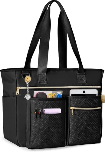 Fasrom Bolsa de mano para profesores para mujeres de trabajo, bolsa grande para profesores con funda acolchada para laptop de hasta 15.6 pulgadas y
