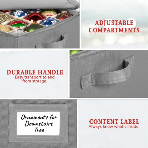 Miniatura 4 de HOLDN’ STORAGE Caja de almacenamiento para adornos navideños - Contenedores de almacenamiento para decoración navideña que guardan hasta 64 – 3” x