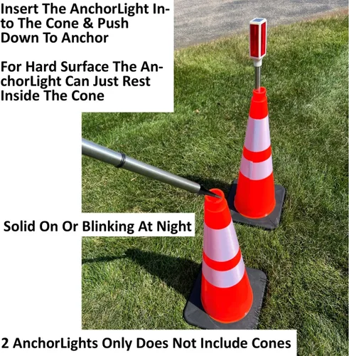 Miniatura 5 de Keyfit Tools AnchorLight - Cono de seguridad para construcción, advertencia de tráfico, luz de anclaje reflectante, estaca para deportes