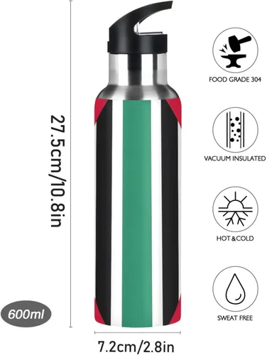 Miniatura 9 de Vertical Stripes Black Insulated Stainless Steel Water Bottle with Straw 32 Oz, BPA-Free Sports Water Bottle Leakproof Water Bottles