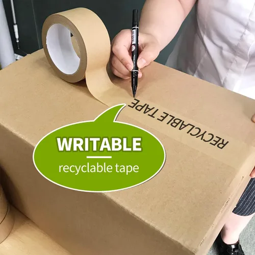 Miniatura 7 de TAPEBEAR Cinta de papel kraft ecológica, cinta de papel kraft biodegradable, cinta de embalaje writable reciclable, superficie sin revestimiento