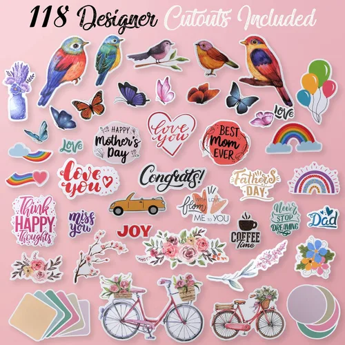 Miniatura 4 de Kits de fabricación de tarjetas para adultos y niños, 24 tarjetas de felicitación en blanco y sobres con suministros y juego de sellos, juego