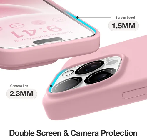 Miniatura 500 de GONEZ Funda de silicona para iPhone 15 Pro Max, compatible con Magsafe, protector de cámara + protector de pantalla, forro de microfibra suave
