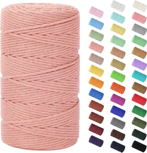 Miniatura 137 de Cordón de macramé de 0.079 in x 380 yardas (1140 pies), cuerda de algodón natural para colgar en la pared, ganchos de plantas, manualidades, Beige