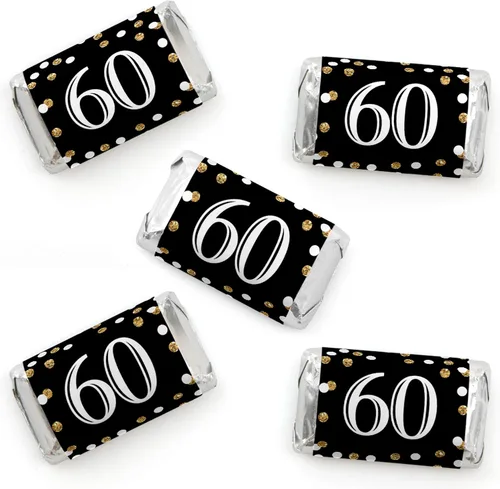 Miniatura 9 de Big Dot of Happiness Adulto 90 cumpleaños – Oro – Mini pegatinas de barra de caramelo – Fiesta de cumpleaños pequeños regalos – 40