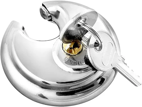 Miniatura 5 de QWORK Cerraduras de disco, paquete de 2 cerraduras de almacenamiento de disco con llave de acero resistente para unidad de almacenamiento, grillete