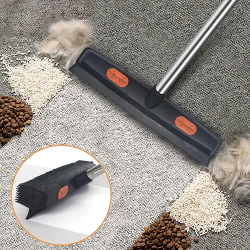 Miniatura 2 de LandHope Rastrillo de alfombra para removedor de pelo de mascotas, mango largo con escoba, cepillo de alfombra de escoba de goma, no raya, removedor