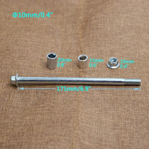 Miniatura 3 de Mokuo Eje Delantero Trasero de 10mm 175mm con Bujía 6mm 15mm 20mm Compatible con Motocicleta Pit Dirt Bike Ciclomotor Scooter QUAD ATV Mini Vehículo