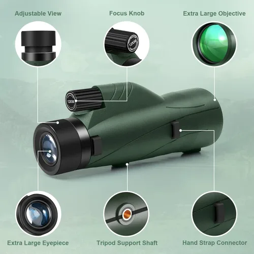 Miniatura 8 de Telescopio monocular de 12 x 56 pulgadas de alta potencia para adultos Viene con adaptador para smartphone, trípode, bolsa de viaje Para